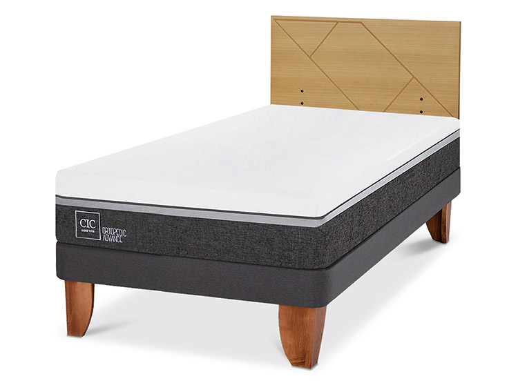 JUEGO DE DORMITORIO CIC CAMA EUROPEA ORTOPEDIC ADVANCE 1.5 PLAZAS + RESPALDO VILLARRICA MOSTAZA - 2