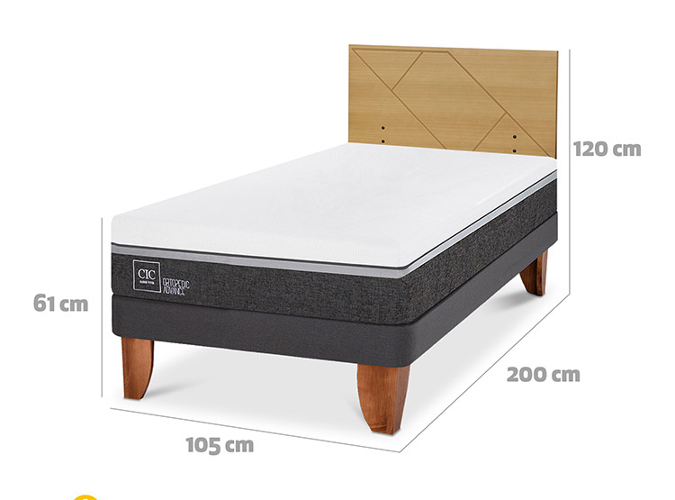 JUEGO DE DORMITORIO CIC CAMA EUROPEA ORTOPEDIC ADVANCE 1.5 PLAZAS + RESPALDO VILLARRICA MOSTAZA - 3