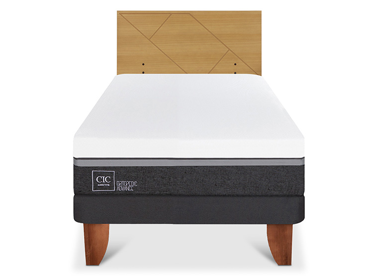 JUEGO DE DORMITORIO CIC CAMA EUROPEA ORTOPEDIC ADVANCE 1.5 PLAZAS + RESPALDO VILLARRICA MOSTAZA - 1