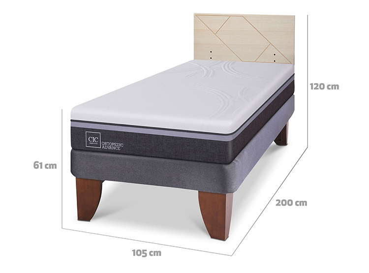 JUEGO DE DORMITORIO CIC CAMA EUROPEA ORTOPEDIC ADVANCE 1.5 PLAZAS + RESPALDO VILLARRICA ALPINO - 3