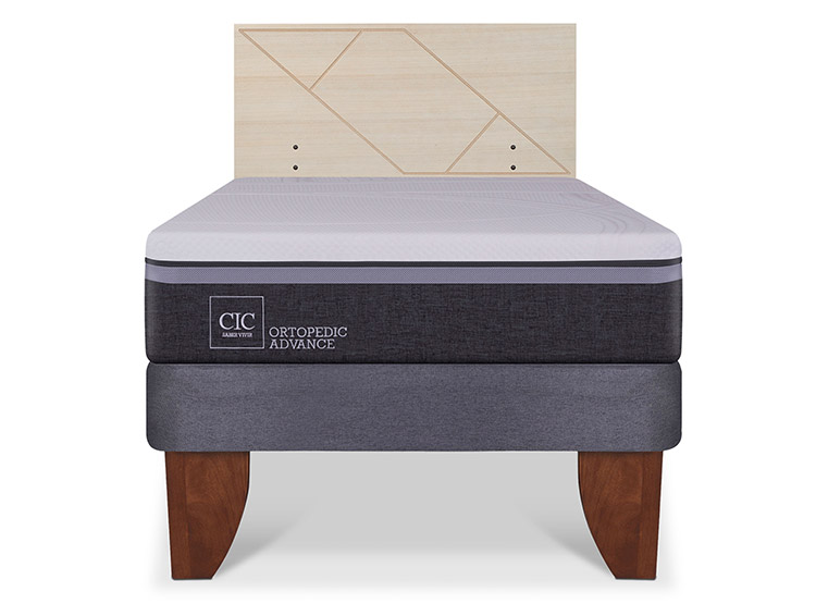 JUEGO DE DORMITORIO CIC CAMA EUROPEA ORTOPEDIC ADVANCE 1.5 PLAZAS + RESPALDO VILLARRICA ALPINO - 1