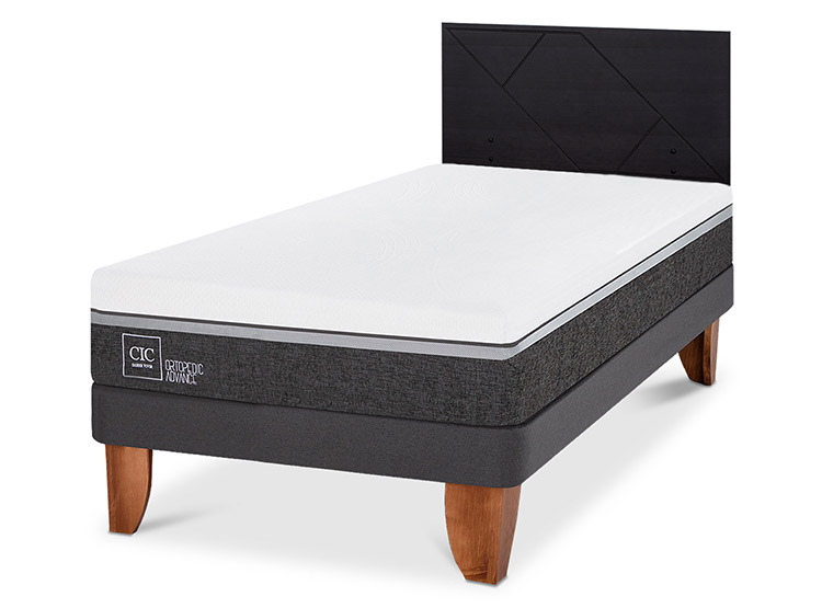 JUEGO DE DORMITORIO CIC CAMA EUROPEA ORTOPEDIC ADVANCE 1.5 PLAZAS + RESPALDO VILLARRICA NEGRO - 2