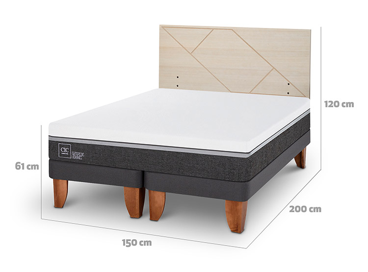 JUEGO DE DORMITORIO CIC CAMA EUROPEA ORTOPEDIC ADVANCE BD 2 PLAZAS + RESPALDO VILLARRICA ALPINO - 3