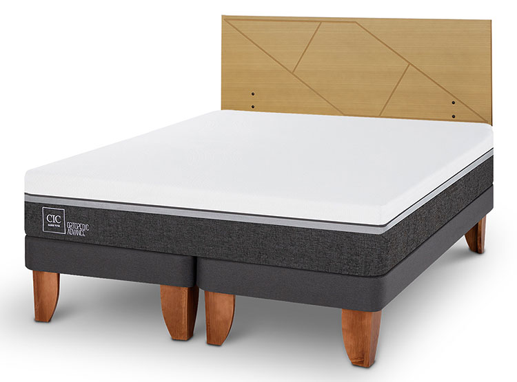 JUEGO DE DORMITORIO CIC CAMA EUROPEA ORTOPEDIC ADVANCE BD 2 PLAZAS + RESPALDO VILLARRICA MOSTAZA - 2