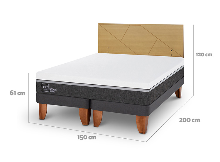 JUEGO DE DORMITORIO CIC CAMA EUROPEA ORTOPEDIC ADVANCE BD 2 PLAZAS + RESPALDO VILLARRICA MOSTAZA - 3