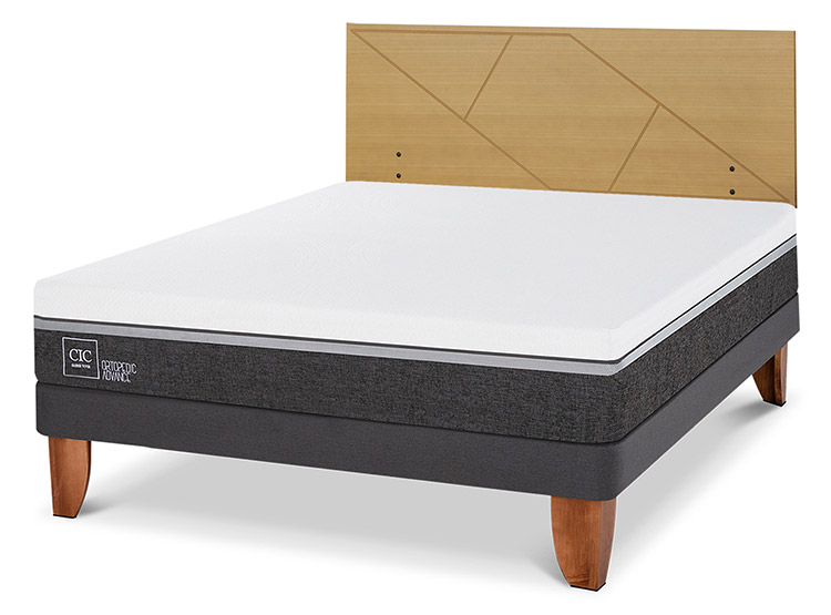 JUEGO DE DORMITORIO CIC CAMA EUROPEA ORTOPEDIC ADVANCE BN 2 PLAZAS + RESPALDO VILLARRICA MOSTAZA - 2