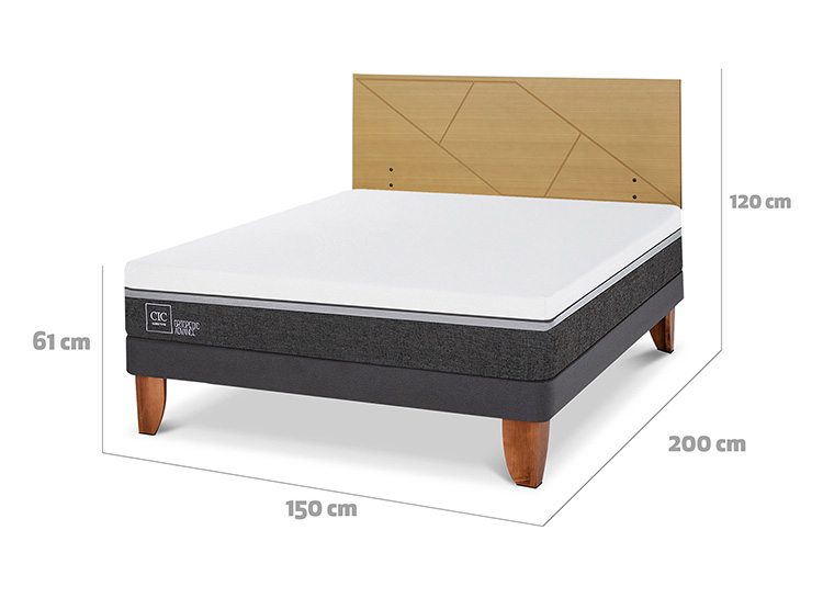 JUEGO DE DORMITORIO CIC CAMA EUROPEA ORTOPEDIC ADVANCE BN 2 PLAZAS + RESPALDO VILLARRICA MOSTAZA - 3