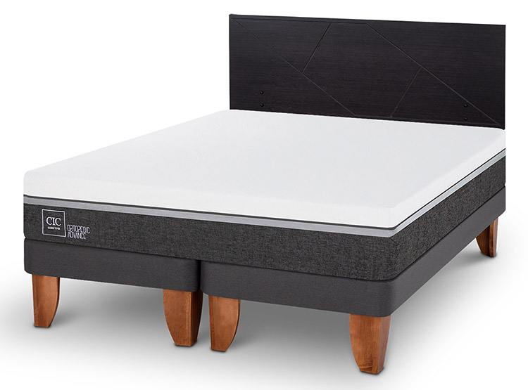 JUEGO DE DORMITORIO CIC CAMA EUROPEA ORTOPEDIC ADVANCE BD 2 PLAZAS + RESPALDO VILLARRICA NEGRO - 2
