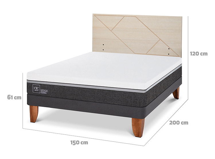 JUEGO DE DORMITORIO CIC CAMA EUROPEA ORTOPEDIC ADVANCE BN 2 PLAZAS + RESPALDO VILLARRICA ALPINO - 3