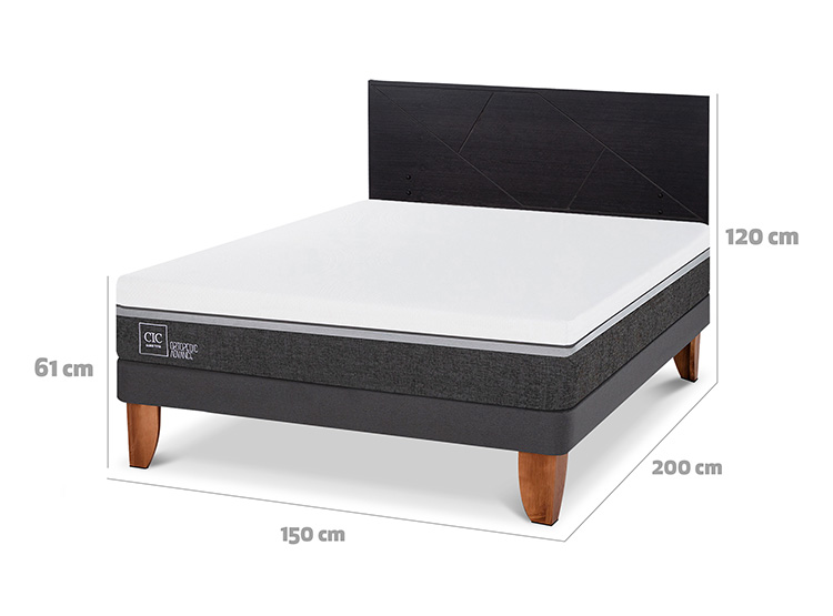 JUEGO DE DORMITORIO CIC CAMA EUROPEA ORTOPEDIC ADVANCE BN 2 PLAZAS + RESPALDO VILLARRICA NEGRO - 3