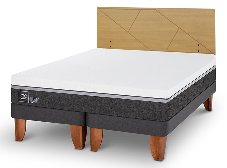 JUEGO DE DORMITORIO CIC CAMA EUROPEA ORTOPEDIC ADVANCE KING + RESPALDO VILLARRICA MOSTAZA - 2