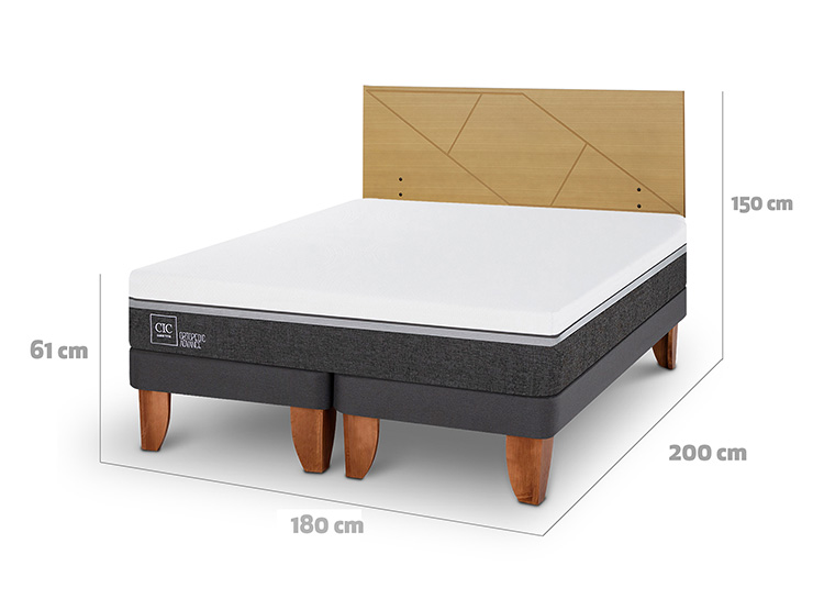 JUEGO DE DORMITORIO CIC CAMA EUROPEA ORTOPEDIC ADVANCE KING + RESPALDO VILLARRICA MOSTAZA - 3