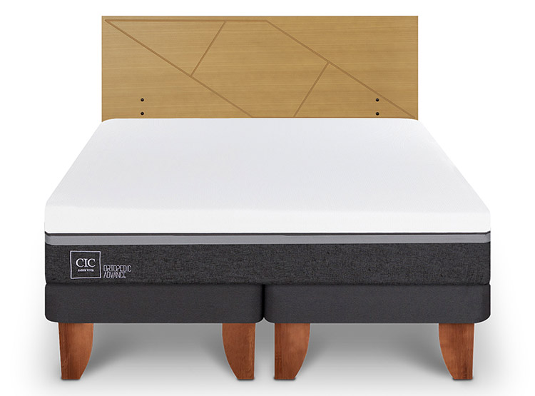JUEGO DE DORMITORIO CIC CAMA EUROPEA ORTOPEDIC ADVANCE KING + RESPALDO VILLARRICA MOSTAZA - 1