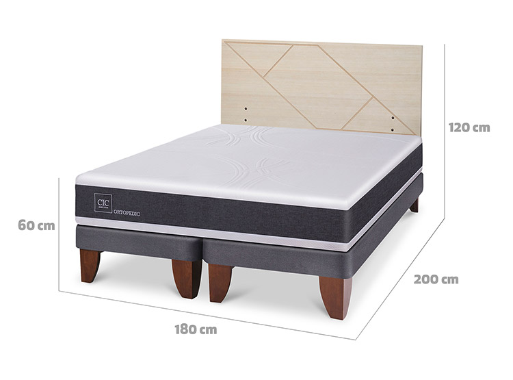 JUEGO DE DORMITORIO CIC CAMA EUROPEA ORTOPEDIC KING + RESPALDO VILLARRICA ALPINO - 3