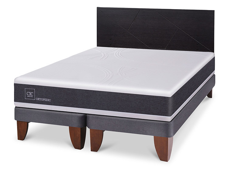 JUEGO DE DORMITORIO CIC CAMA EUROPEA ORTOPEDIC KING + RESPALDO VILLARRICA NEGRO - 2