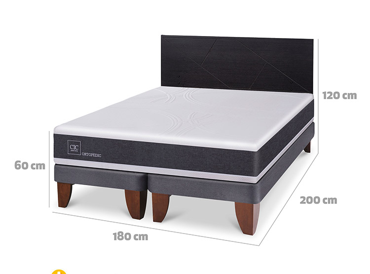 JUEGO DE DORMITORIO CIC CAMA EUROPEA ORTOPEDIC KING + RESPALDO VILLARRICA NEGRO - 3