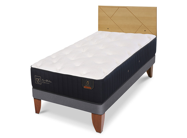 JUEGO DE DORMITORIO CIC CAMA EUROPEA PREMIUM 1.5 PLAZAS + RESPALDO VILLARRICA MOSTAZA - 2