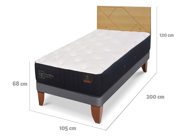 JUEGO DE DORMITORIO CIC CAMA EUROPEA PREMIUM 1.5 PLAZAS + RESPALDO VILLARRICA MOSTAZA - 3