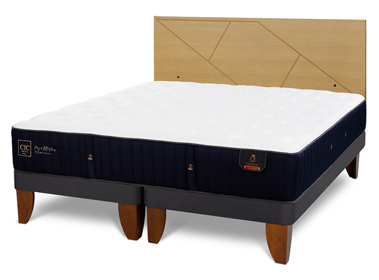 JUEGO DE DORMITORIO CIC CAMA EUROPEA PREMIUM BD 2 PLAZAS + RESPALDO VILLARRICA MOSTAZA - 2
