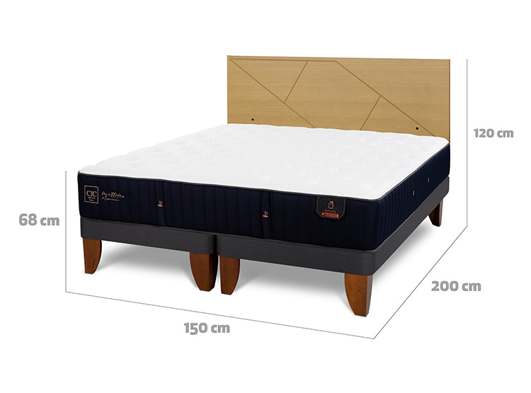 JUEGO DE DORMITORIO CIC CAMA EUROPEA PREMIUM BD 2 PLAZAS + RESPALDO VILLARRICA MOSTAZA - 3