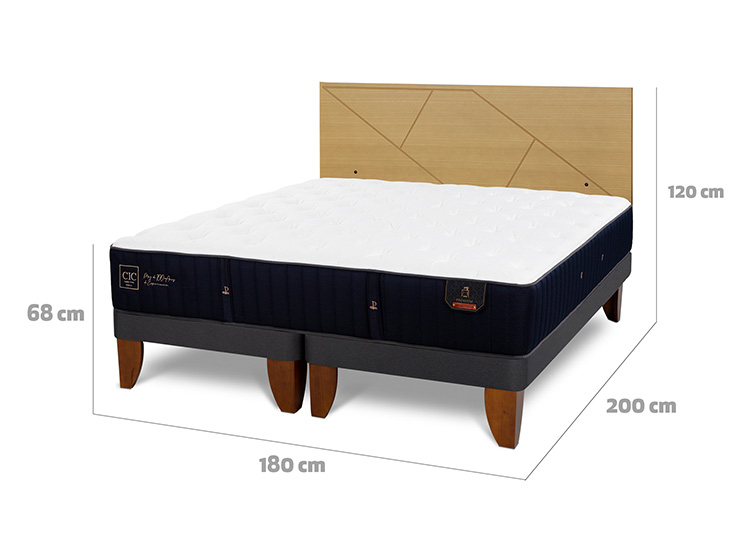 JUEGO DE DORMITORIO CIC CAMA EUROPEA PREMIUM KING + RESPALDO VILLARRICA MOSTAZA - 3