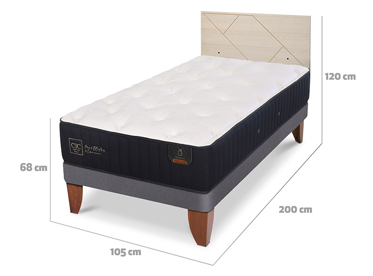 JUEGO DE DORMITORIO CIC CAMA EUROPEA PREMIUM 1.5 PLAZAS + RESPALDO VILLARRICA ALPINO - 3