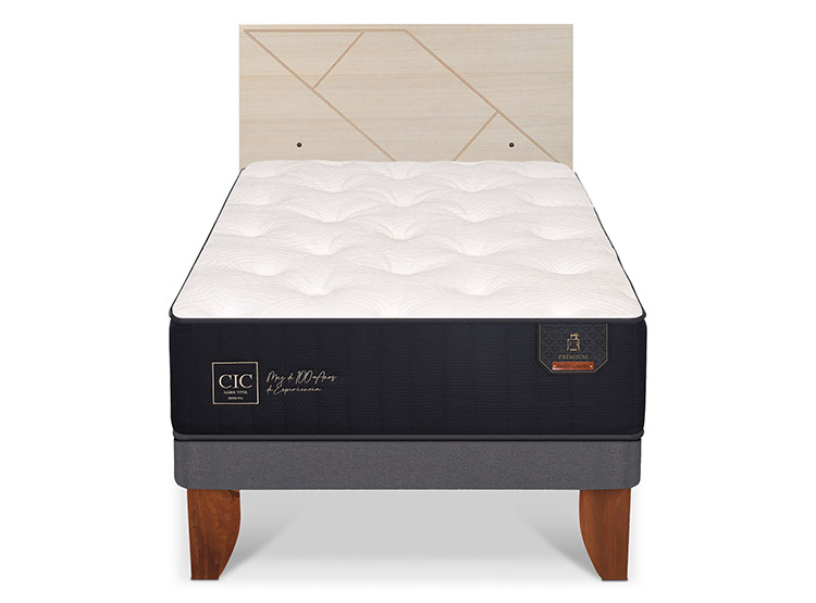 JUEGO DE DORMITORIO CIC CAMA EUROPEA PREMIUM 1.5 PLAZAS + RESPALDO VILLARRICA ALPINO - 1