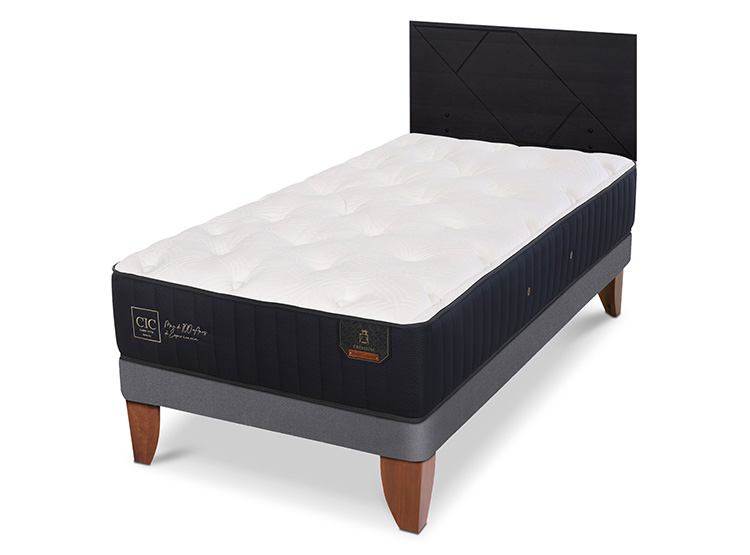 JUEGO DE DORMITORIO CIC CAMA EUROPEA PREMIUM 1.5 PLAZAS + RESPALDO VILLARRICA NEGRO - 2