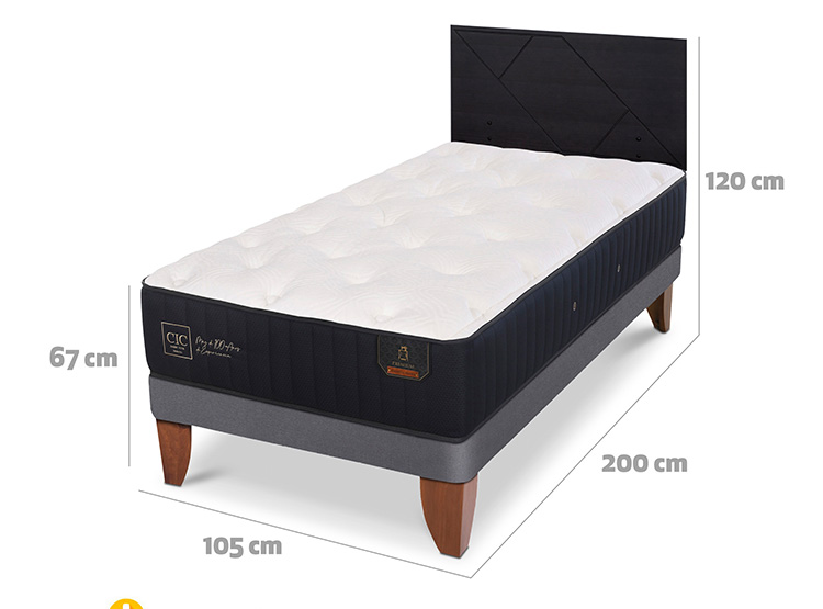 JUEGO DE DORMITORIO CIC CAMA EUROPEA PREMIUM 1.5 PLAZAS + RESPALDO VILLARRICA NEGRO - 3