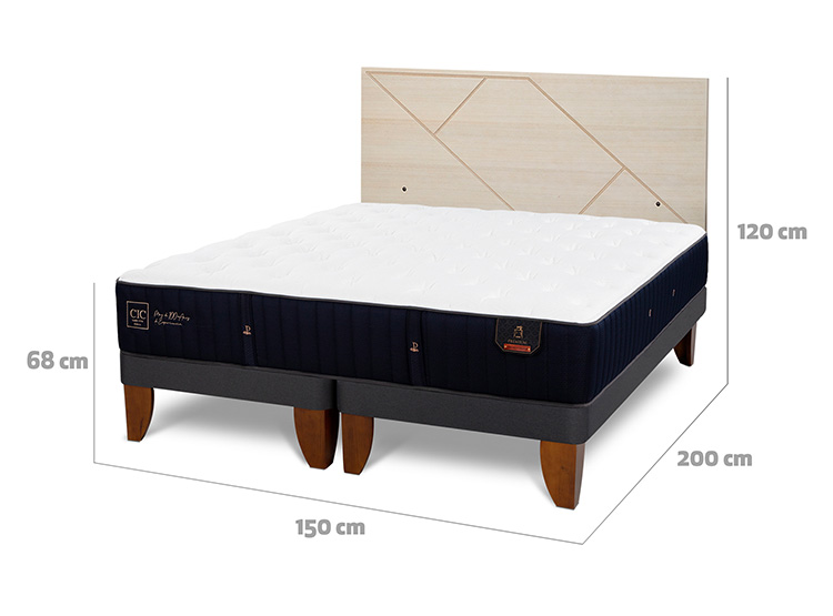 JUEGO DE DORMITORIO CIC CAMA EUROPEA PREMIUM BD 2 PLAZAS + RESPALDO VILLARRICA ALPINO - 3