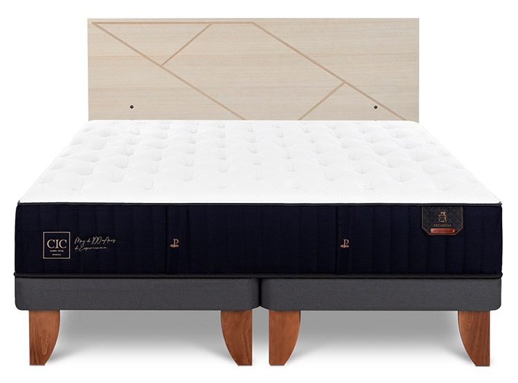 JUEGO DE DORMITORIO CIC CAMA EUROPEA PREMIUM BD 2 PLAZAS + RESPALDO VILLARRICA ALPINO - 1