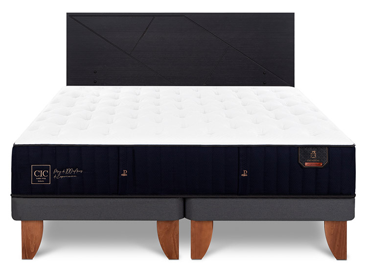 JUEGO DE DORMITORIO CIC CAMA EUROPEA PREMIUM BD 2 PLAZAS + RESPALDO VILLARRICA NEGRO - 1