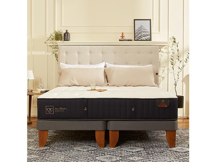 JUEGO DE DORMITORIO CIC CAMA EUROPEA PREMIUM KING + RESPALDO VILLARRICA ALPINO - 10