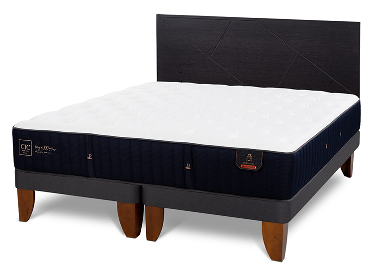 JUEGO DE DORMITORIO CIC CAMA EUROPEA PREMIUM KING + RESPALDO VILLARRICA NEGRO - 2