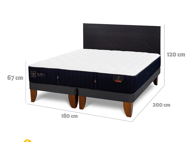 JUEGO DE DORMITORIO CIC CAMA EUROPEA PREMIUM KING + RESPALDO VILLARRICA NEGRO - 3