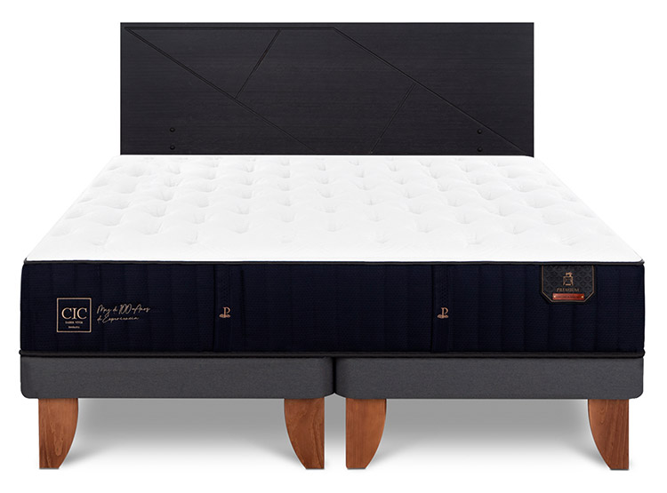 JUEGO DE DORMITORIO CIC CAMA EUROPEA PREMIUM KING + RESPALDO VILLARRICA NEGRO - 1