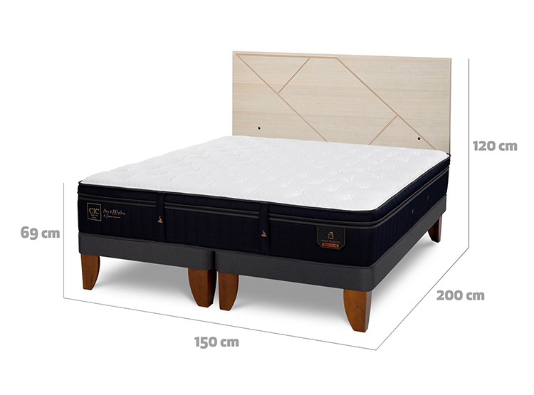 JUEGO DE DORMITORIO CIC CAMA EUROPEA PREMIUM SUPER BD 2 PLAZAS + RESPALDO VILLARRICA ALPINO - 3