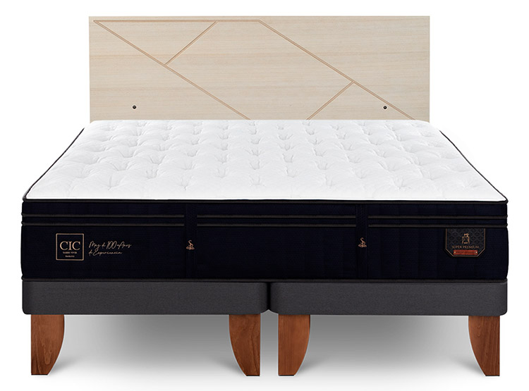 JUEGO DE DORMITORIO CIC CAMA EUROPEA PREMIUM SUPER BD 2 PLAZAS + RESPALDO VILLARRICA ALPINO - 1