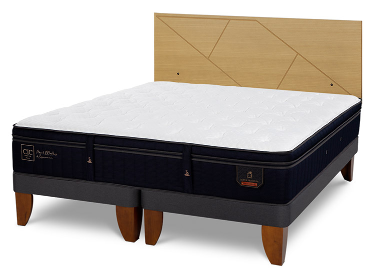 JUEGO DE DORMITORIO CIC CAMA EUROPEA PREMIUM SUPER BD 2 PLAZAS + RESPALDO VILLARRICA MOSTAZA - 2