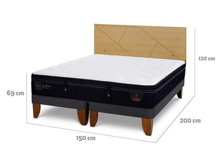 JUEGO DE DORMITORIO CIC CAMA EUROPEA PREMIUM SUPER BD 2 PLAZAS + RESPALDO VILLARRICA MOSTAZA - 3