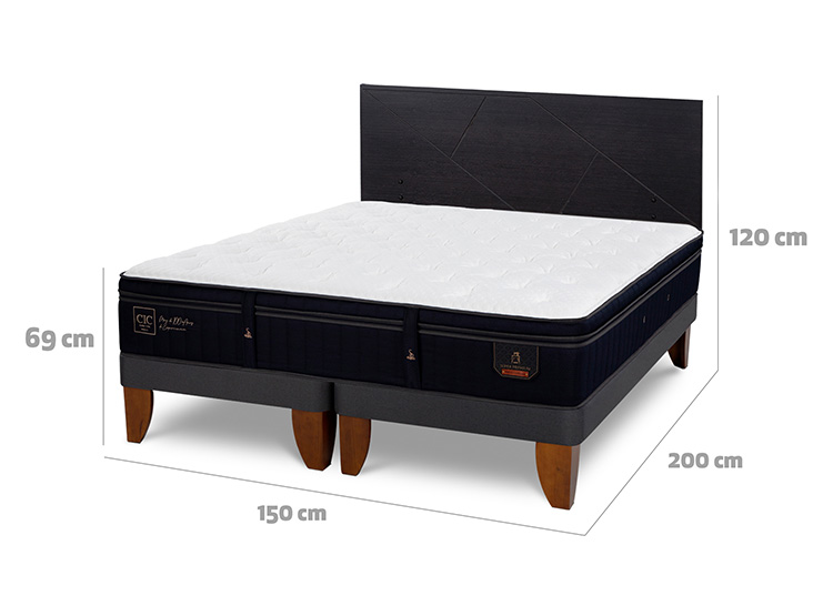 JUEGO DE DORMITORIO CIC CAMA EUROPEA PREMIUM SUPER BD 2 PLAZAS + RESPALDO VILLARRICA NEGRO - 3