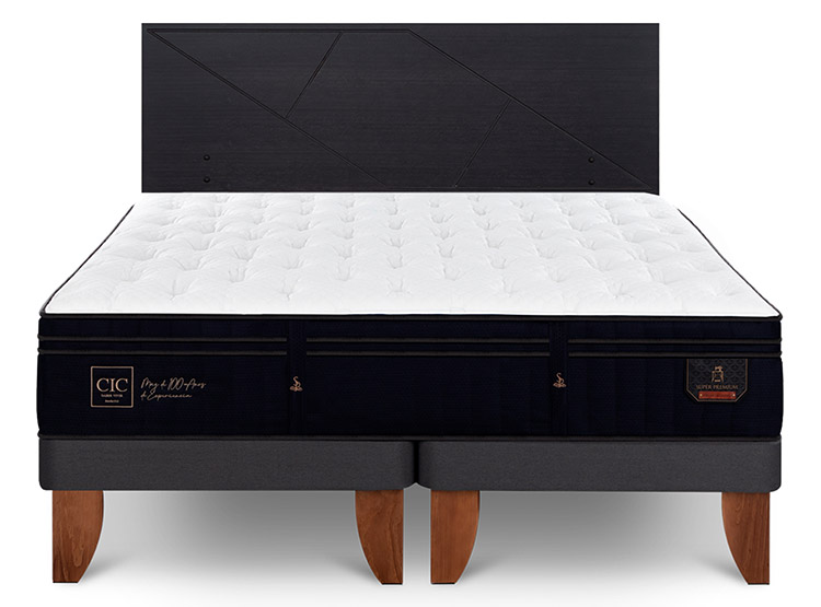 JUEGO DE DORMITORIO CIC CAMA EUROPEA PREMIUM SUPER BD 2 PLAZAS + RESPALDO VILLARRICA NEGRO - 1