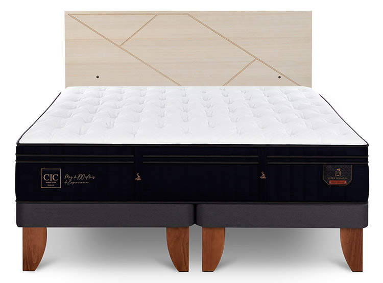 JUEGO DE DORMITORIO CIC CAMA EUROPEA PREMIUM SÚPER KING + RESPALDO VILLARRICA ALPINO - 1