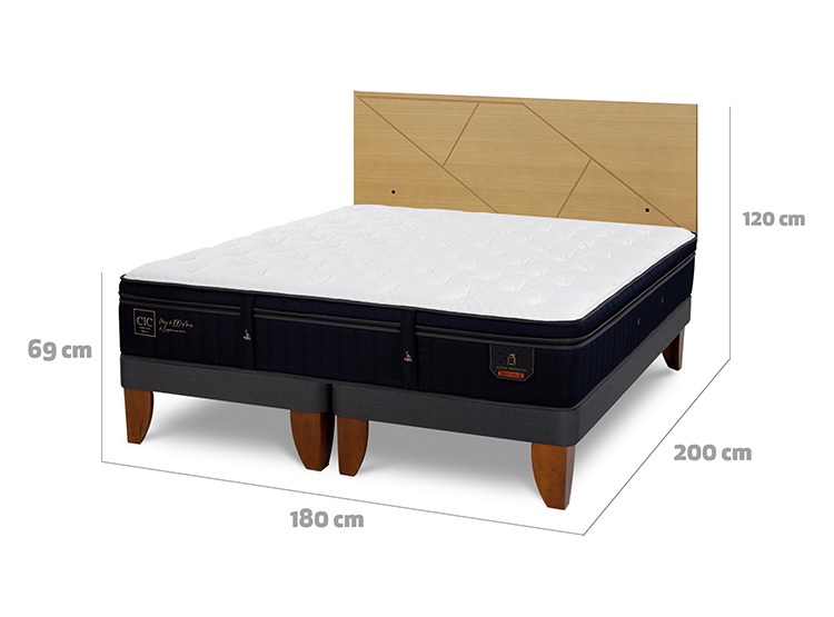 JUEGO DE DORMITORIO CIC CAMA EUROPEA PREMIUM SÚPER KING + RESPALDO VILLARRICA MOSTAZA - 3