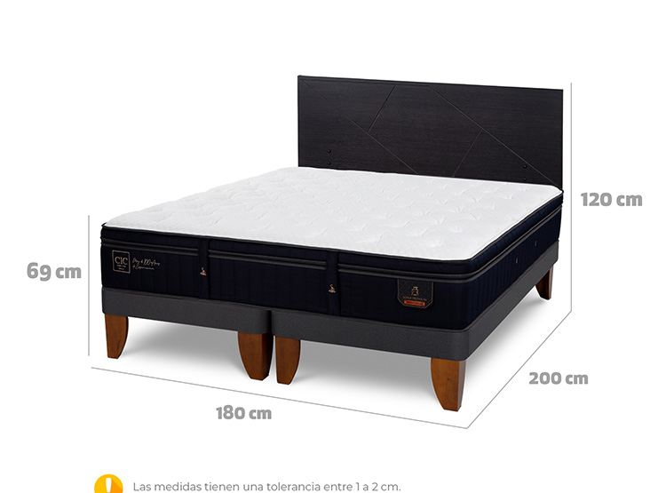 JUEGO DE DORMITORIO CIC CAMA EUROPEA PREMIUM SÚPER KING + RESPALDO VILLARRICA NEGRO - 3