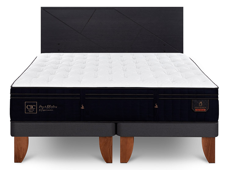 JUEGO DE DORMITORIO CIC CAMA EUROPEA PREMIUM SÚPER KING + RESPALDO VILLARRICA NEGRO - 1