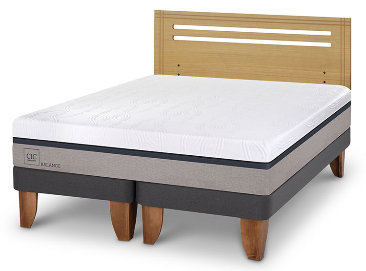 JUEGO DE DORMITORIO CIC CAMA EUROPEA BALANCE BD 2 PLAZAS + RESPALDO MUNICH MOSTAZA - 2