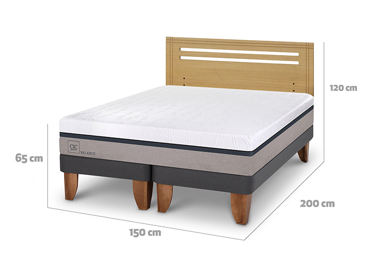 JUEGO DE DORMITORIO CIC CAMA EUROPEA BALANCE BD 2 PLAZAS + RESPALDO MUNICH MOSTAZA - 3