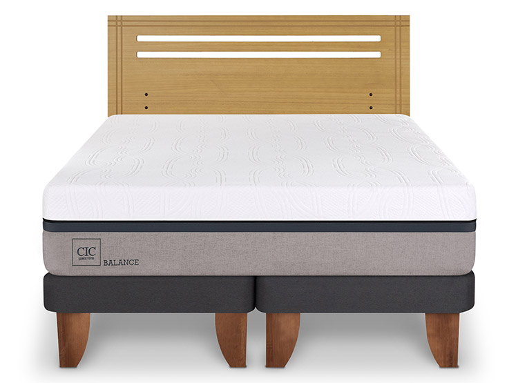 JUEGO DE DORMITORIO CIC CAMA EUROPEA BALANCE BD 2 PLAZAS + RESPALDO MUNICH MOSTAZA - 1