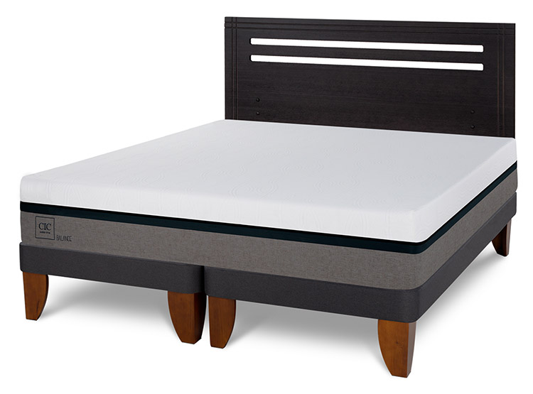 JUEGO DE DORMITORIO CIC CAMA EUROPEA BALANCE BD 2 PLAZAS + REPALDO MUNICH NEGRO - 2